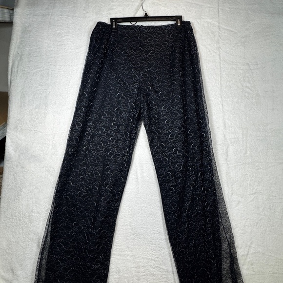 Vintage Trouser Pants Womens Size 14 Black Lace overlay Goth Whimsigoth Witchy - Picture 7 of 8